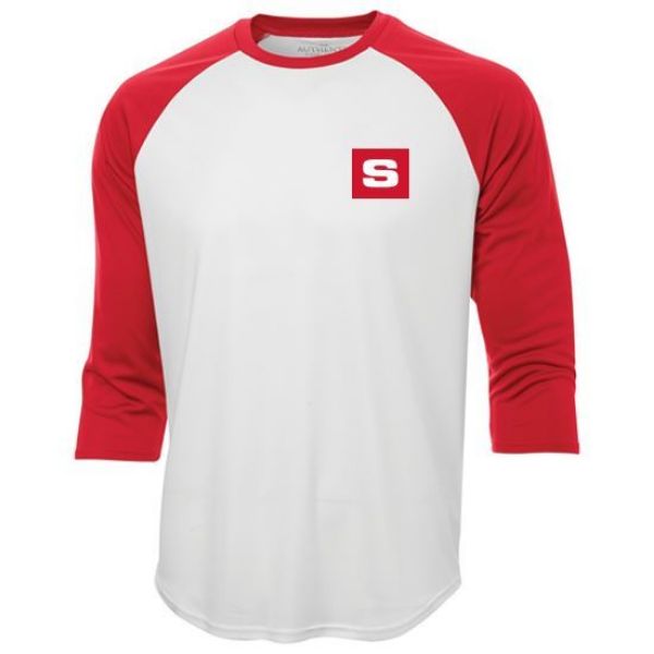 Image de T-shirt baseball unisexe blanc/rouge S3526